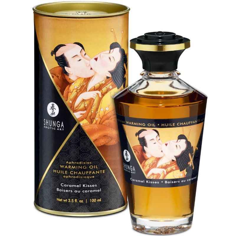 Lubrifiant aphrodisiaque Shunga aphrodisiaque huile chauffante caramel kisses 100 ml 