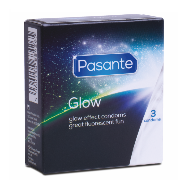 Preservativos fosforescentes Pasante Glow acondicionados en 3 unidades 
