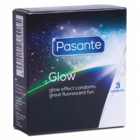 Preservativos fosforescentes Pasante Glow acondicionados en 3 unidades 