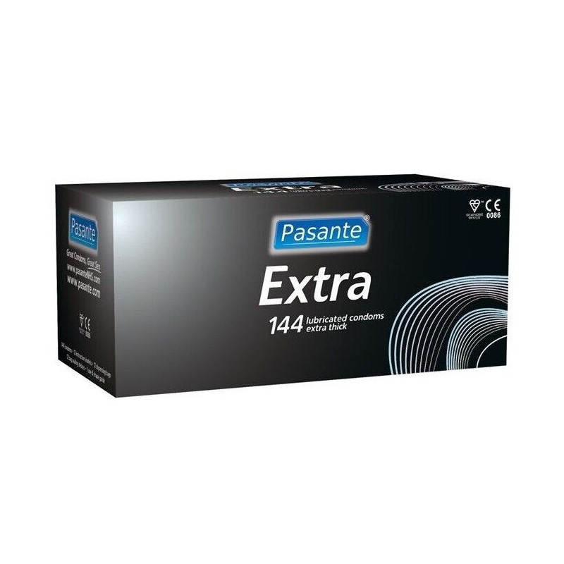Pasante Extra Thick extra-thick condoms packaged in 144 units 