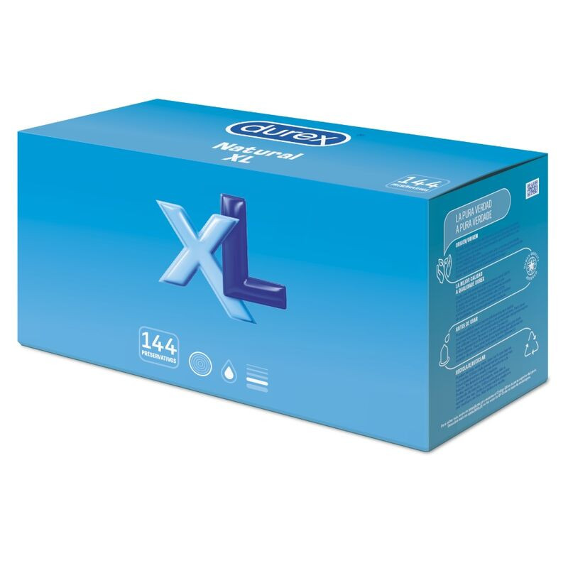 Preservativos Durex Extra Large XL embalados em 144 unidades 