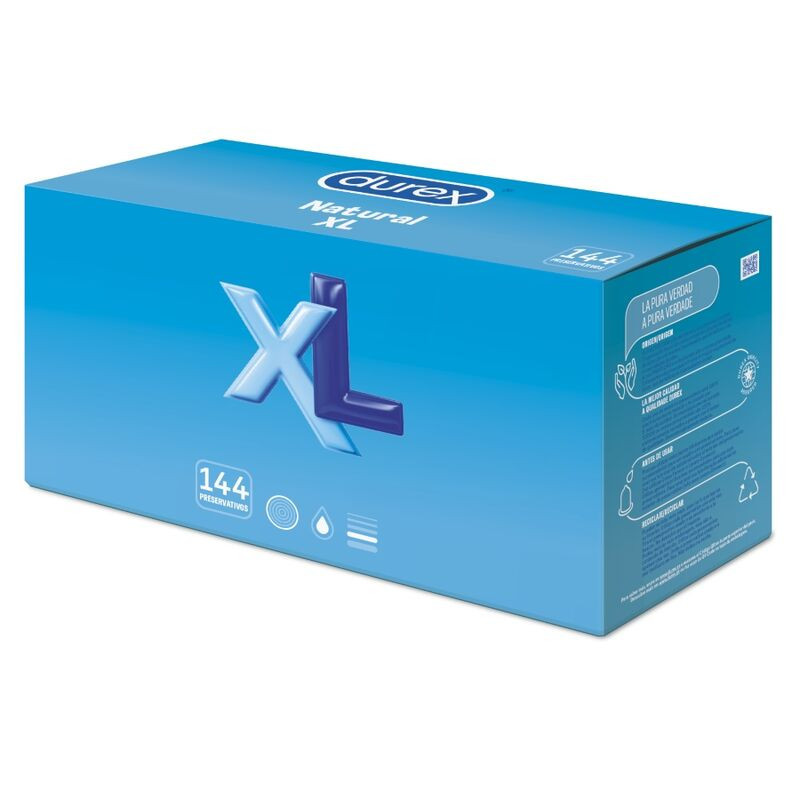 Preservativos Durex Extra Large XL empaquetados en 144 unidades 
