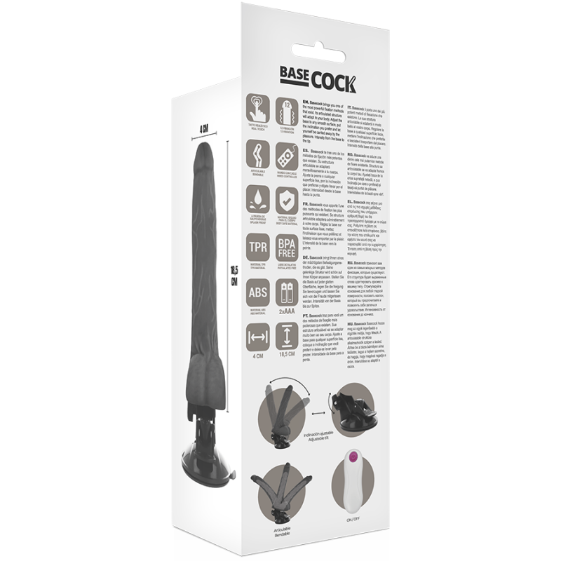 Télécommande flexible réaliste Basecock, longueur 18,5 cm, noire Couleur:Noir Largeur:116 mm Longueur:264 mm Profondeur:80 mm Ra