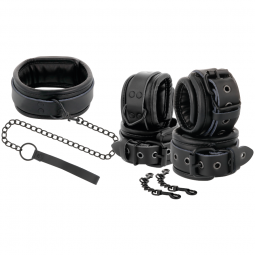 Bdsm esposas en cuero negro y collarEsposas Eróticas