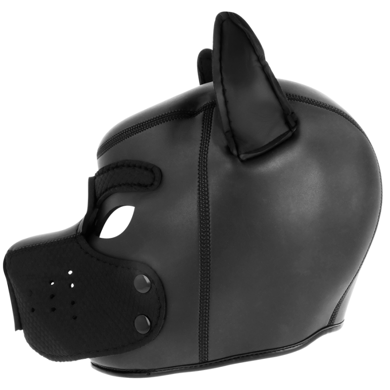 Bdsm-maske schwarze neoprenhaube mit abnehmbarem maulkorb
 