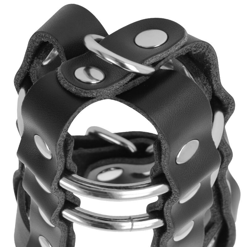 Leather chastity ring with padlock
 