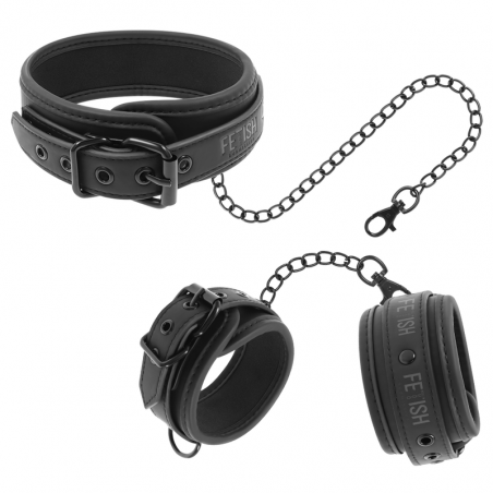 Bondage collar with leather choke and wrist ties 
BDSM Collars
