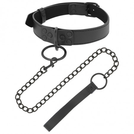 Collar bondage negro con correa 
Collares BDSM