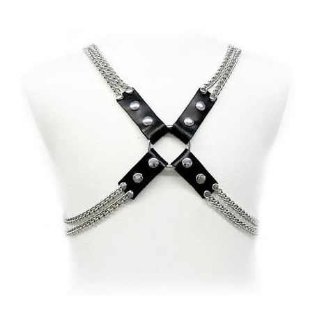Accessorio bdsm imbracatura per il corpo in pelle con catena 