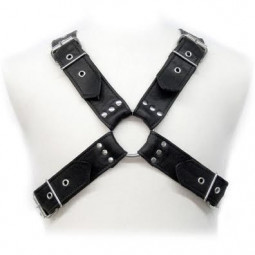Accessory bdsm harness with leather belts and buckles
 