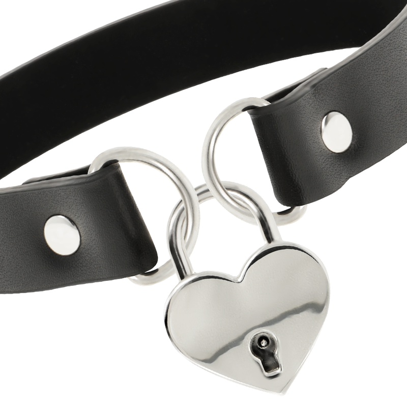 Accessoire bdsm collier bdsm en cuir en forme de cœur avec cadenas