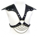 Accessory bdsm harness leather body armor with shoulder pads
 