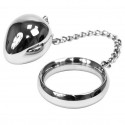 Metal cockring 50mm with chain and metal ball
 