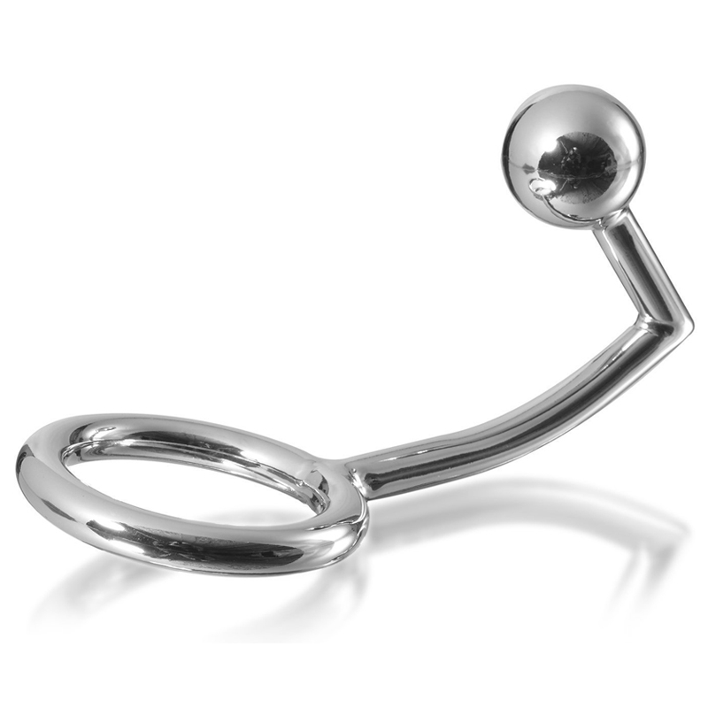 Metal cockring with metal anal plug ring 30mm 
 