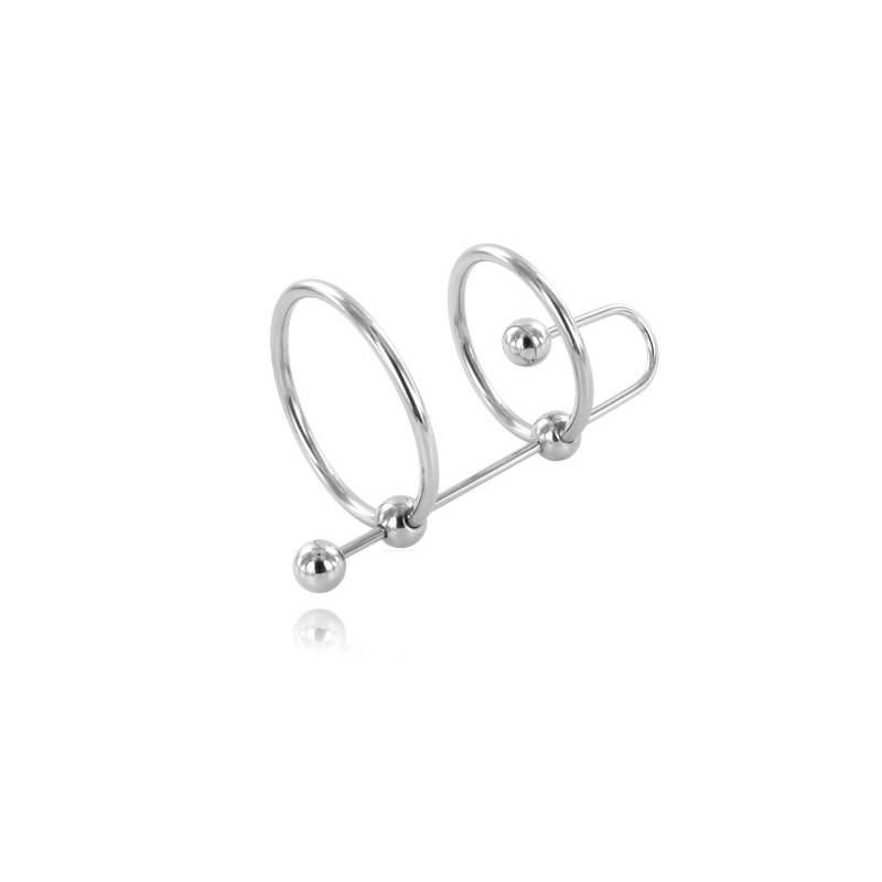 Cockring in metallo con asta uretrale in metallo 