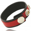 Bdsm accessory black and red leather strap 
 