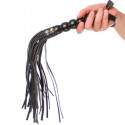 Accessory bdsm black whip with ornate handle
 