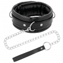 Bdsm-zubehör bdsm-halsband und -leine aus schwarzem leder mit nähten
BDSM-Zubehör