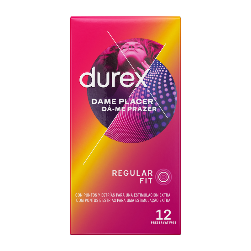 Condones Durex Dame estriados empaquetados en 12 unidadesCondones