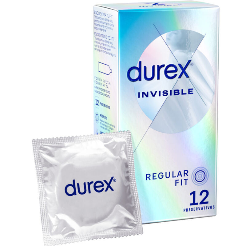 Condones extra finos Durex Invisible empaquetados en 12 unidadesCondones