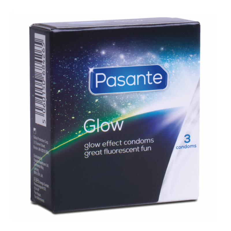 Préservatifs phosphorescents Pasante Glow conditionnés en 3 unitésPréservatifs