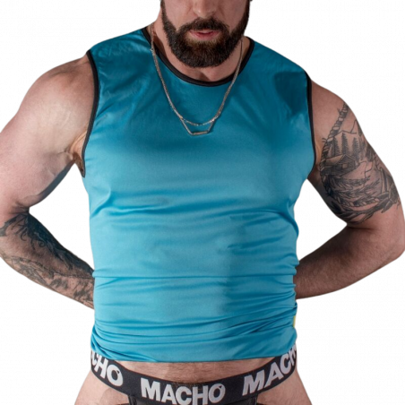 T-shirt Macho em azul elegante para um look incomparávelCamisetas masculinas sensuais