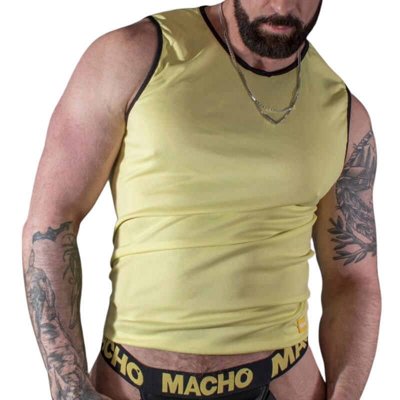 T-shirt Macho Jaune Miel - Style Éclatant pour un Look Radieux et AudacieuxT-shirts Sexy Hommes
