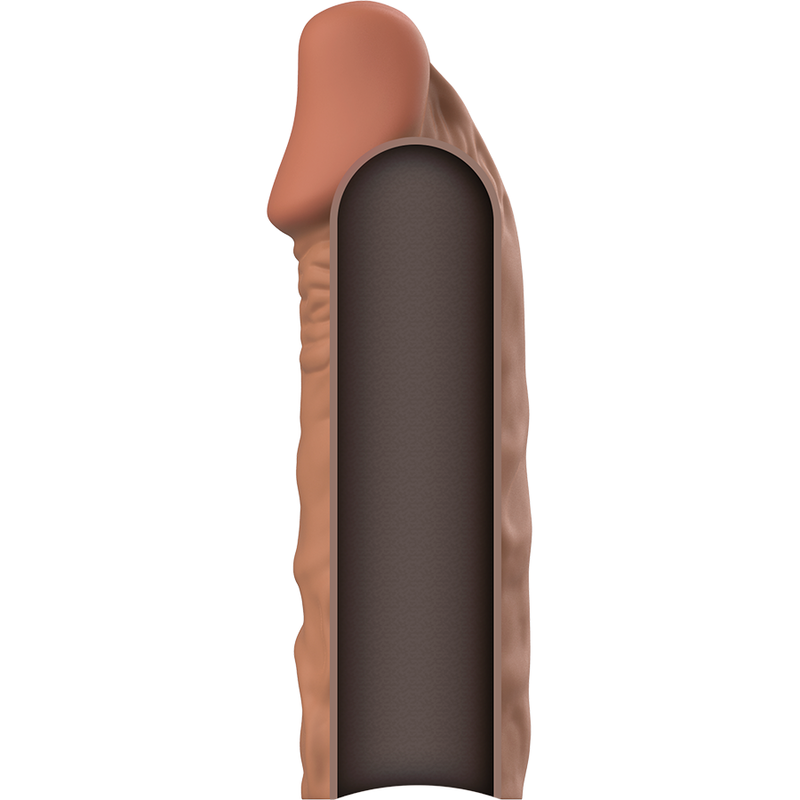 Extenseur de pénis marron avec gode réaliste creux v5Gaine et extenseur de pénis