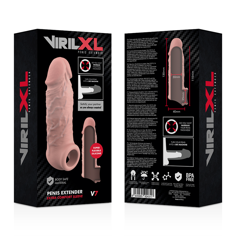Amplificateur de pénis creux Virilxl Liquid Silicone V7Gaine et extenseur de pénis