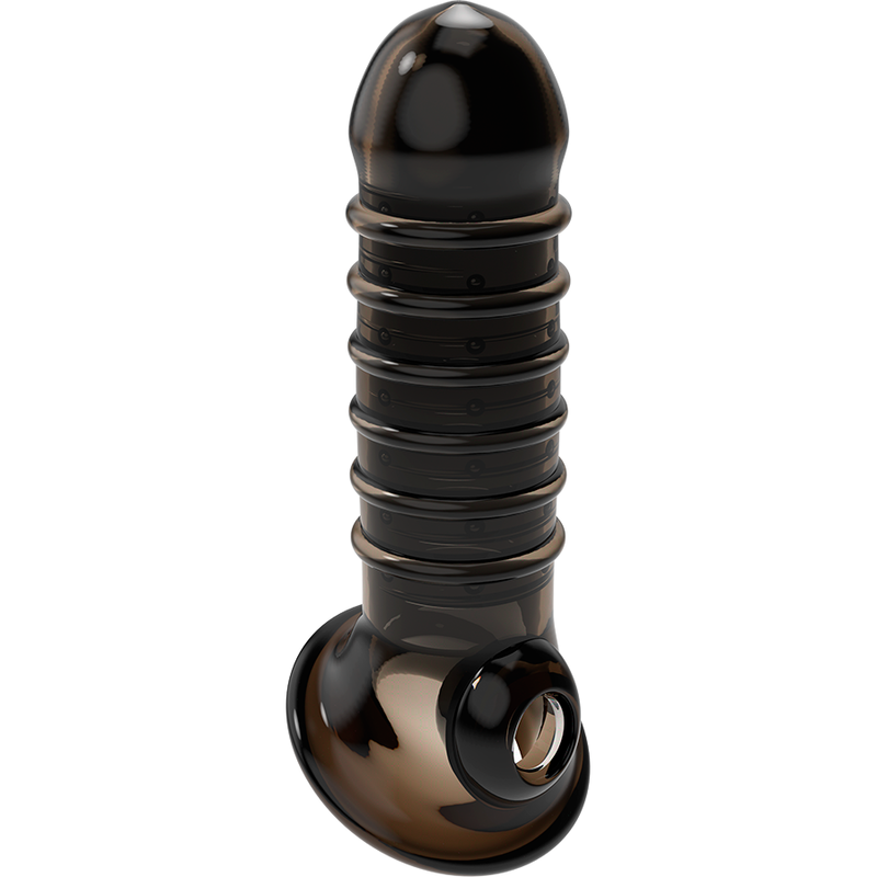 Black penis extender with realistic hollow dildo v15
Sheath and extender of penis
