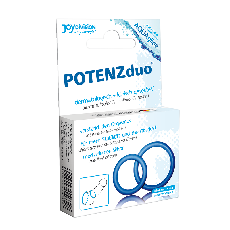 Double ring cockring set Potenz Duo in blue size SCockrings & Penis Rings