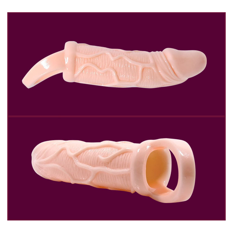 Extenseur de pénis blanc et anneau testicules 13.5 cmGaine et extenseur de pénis