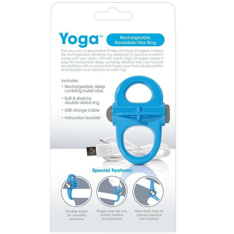 Rechargeable vibrating cockring Screaming Yoga in blue colorCockrings & Penis Rings