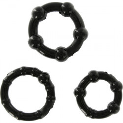 Cockring set of 3 black rings SevencreationsCockrings & Penis Rings
