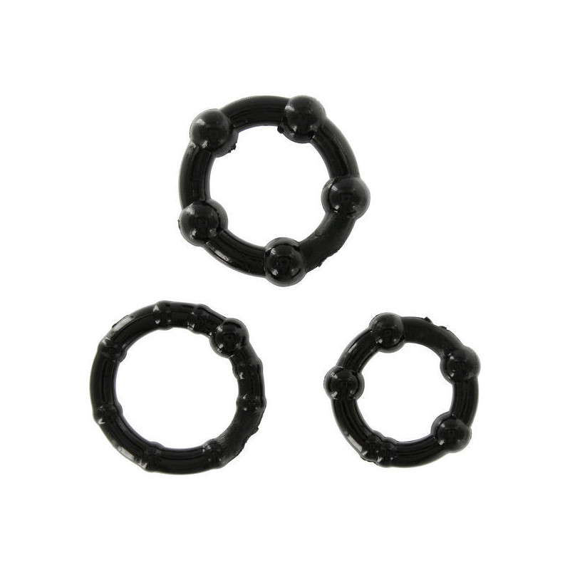 Conjunto de cockring de 3 anéis de cor preta SevencreationsArgolas para Pênis e Anéis Penianos