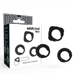 Cockring 3 anillos negros fabricados por juguetes adictivosCockrings y anillos de pene