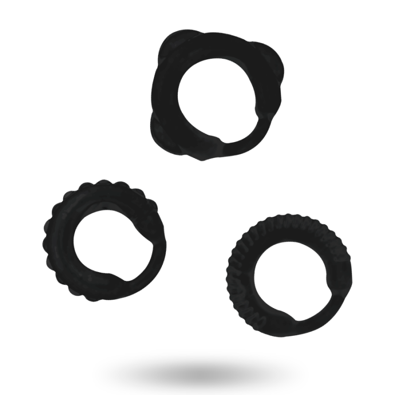 Cockring 3 anelli neri realizzati da giocattoli avvincentiCockrings e Anelli del Pene