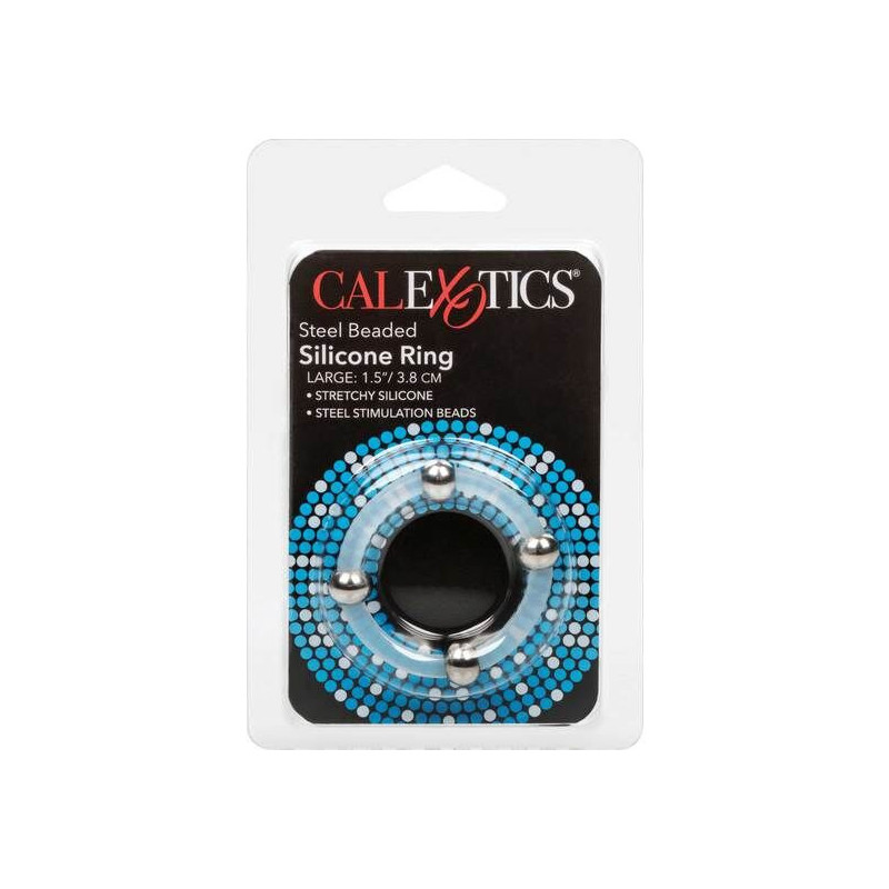 Anillo para el pene Calex Steel Beaded en silicona con bolas de acero en talla LCockrings y anillos de pene
