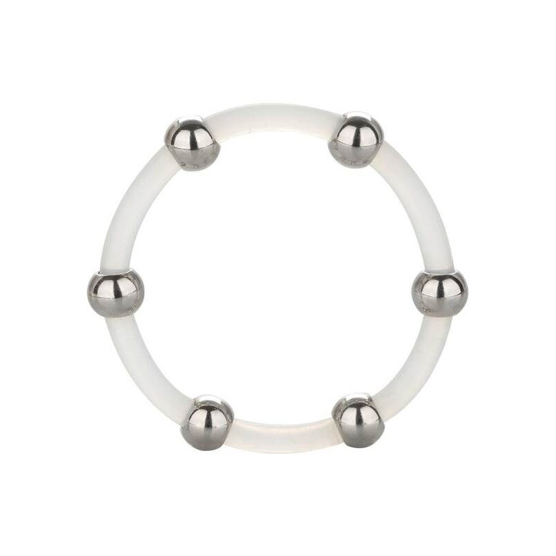 Calex anel peniano de silicone com pérolas de aço tamanho XLArgolas para Pênis e Anéis Penianos