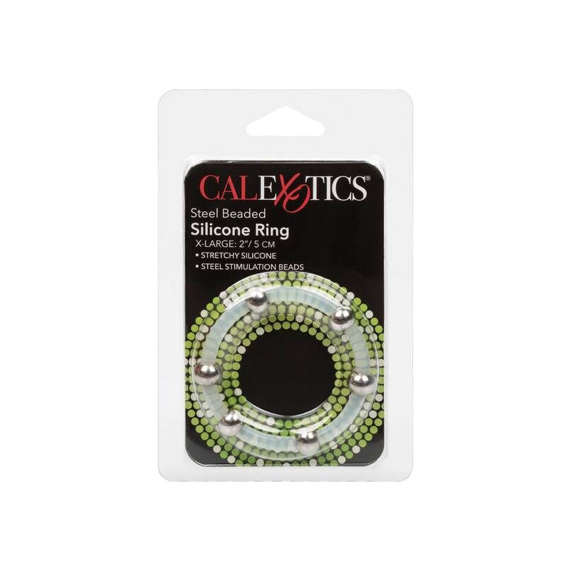 Cockring en silicone Calex avec de perles en acier taille XLCockring