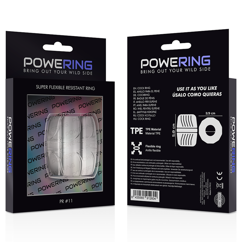 Cockring Powering Super Flexible in transparent color of 5 cm model PR11Cockrings & Penis Rings