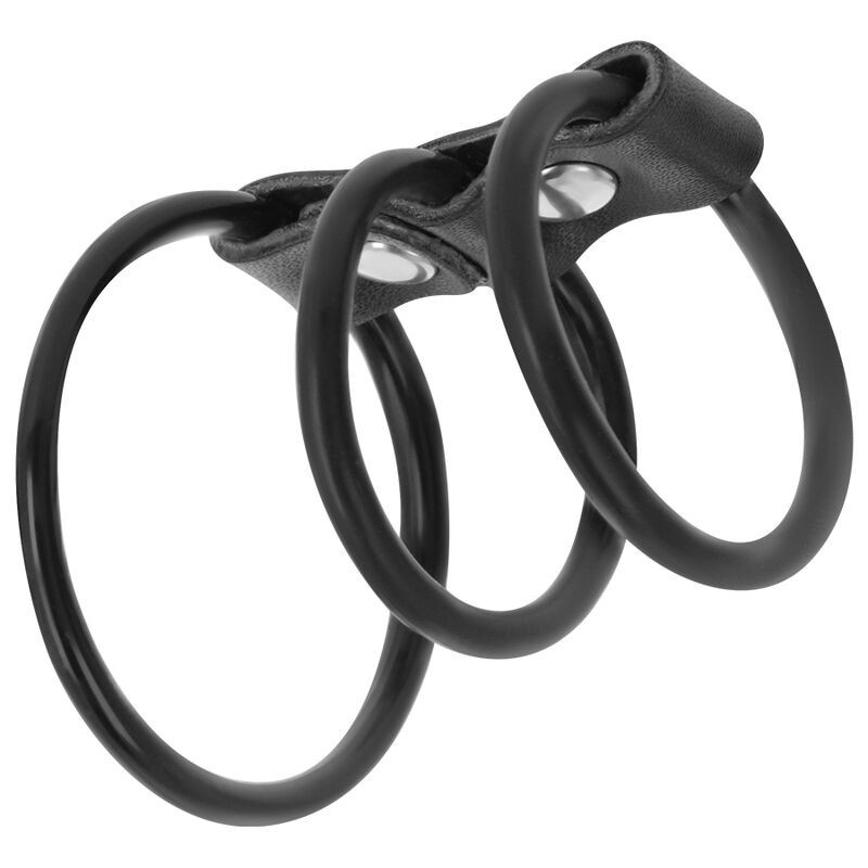 Cockring trois anneaux de pénis flexibles noirsCockring
