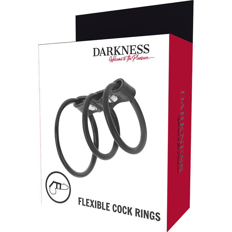 Cockring trois anneaux de pénis flexibles noirsCockring