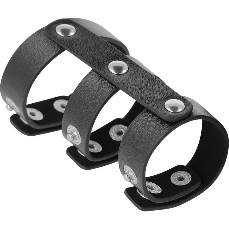 Adjustable double cockring in black leather for penis and testicles
Cockrings & Penis Rings