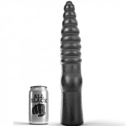 Gode anal géant strié All Black de couleur noir 33 cmPlug Anal