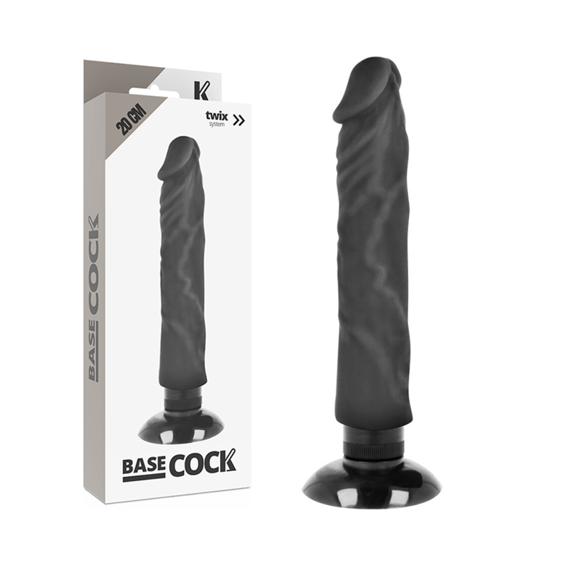 Dildo vibrante realistico basecock 21 20 cm in neroDildo realistico