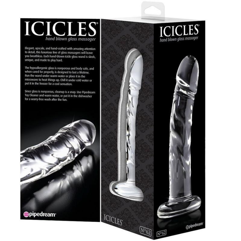 Realistic dildo icicles number 62 in blown glass 
Realistic Dildo