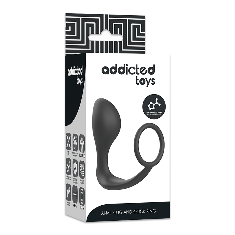 Plug anal noir en silicone avec cockring addicted toysSextoys Gays et Lesbiennes