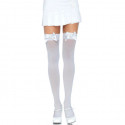 Leg avenue medias de nylon sexy con lazo blanco y rosaPanties con abertura
