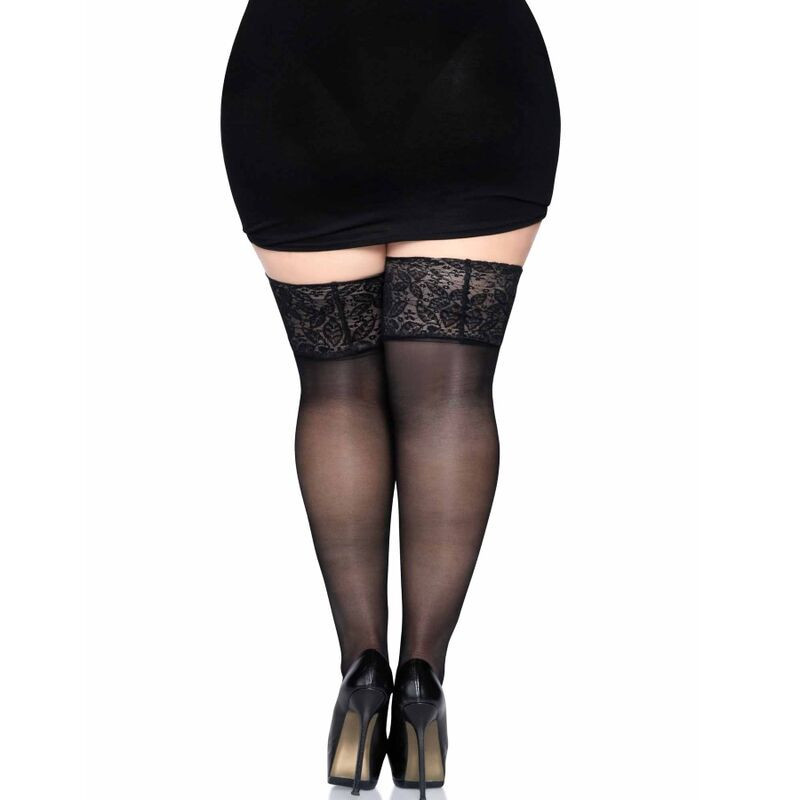 Collants sexy de renda preta com autocolante leg avenue
Meia-calça sexy